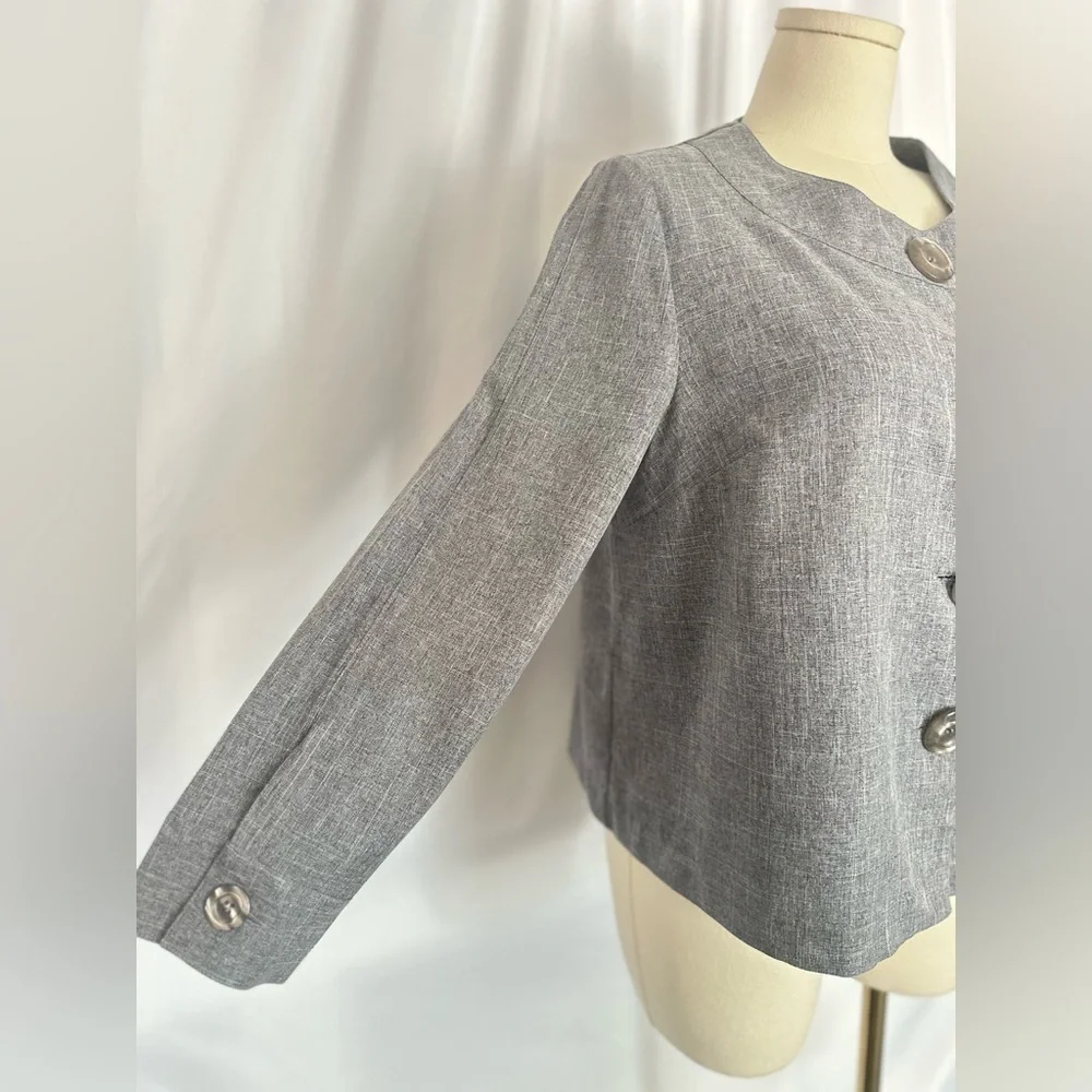 Allison Woods Gray Textured Jacket Size 14W Classic Chic (1249)